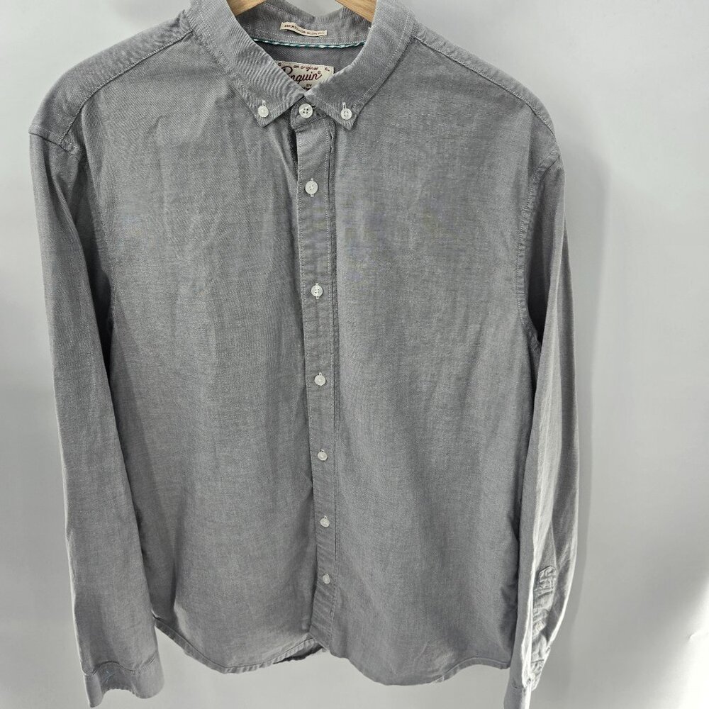 Original Penguin Gray Heritage Slim Fit Long Sleeved Button Up XL
